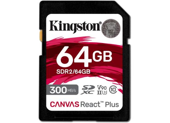 Kingston 64GB SDXC Canvas React Plus 300MB/s Read For UHS-II 4K/8K Professional Cinema Cameras Memory Card